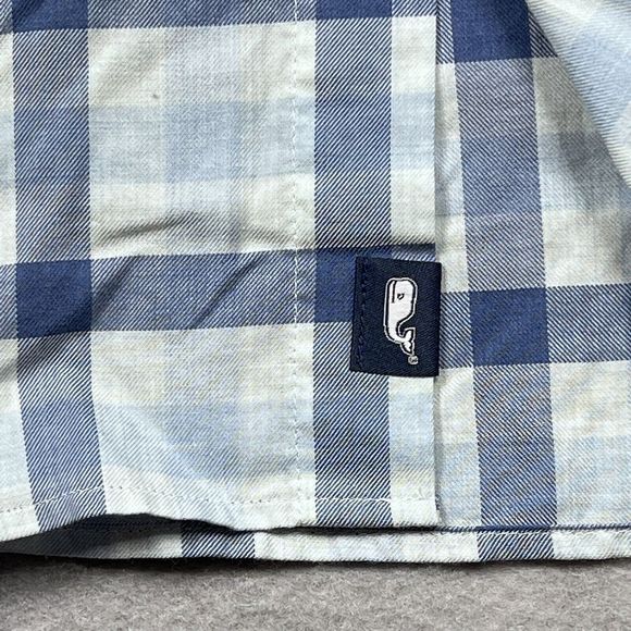 Vineyard Vine Shirt Mens X-Large Blue Plaid Slim Longshore Button Up Long Sleeve - Picture 7 of 13